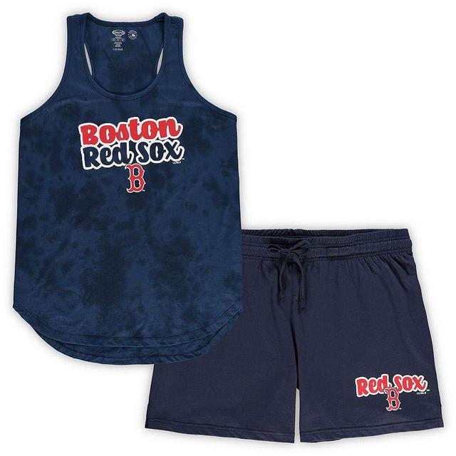 Womens Concepts Sport Boston Red Sox Plus Size Cloud Tank Top & Shorts Sleep Set Blue Product Image