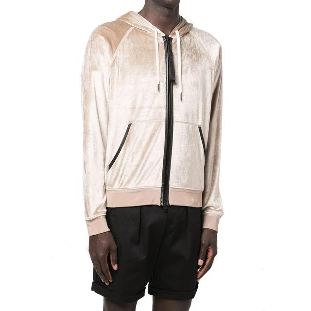 Velour Track Jacket In Beige Product Image