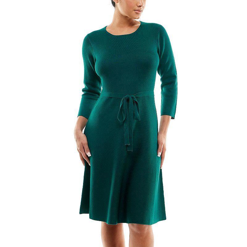 Womens Nina Leonard Fit & Flare Sweater Dress Deep Blue product image