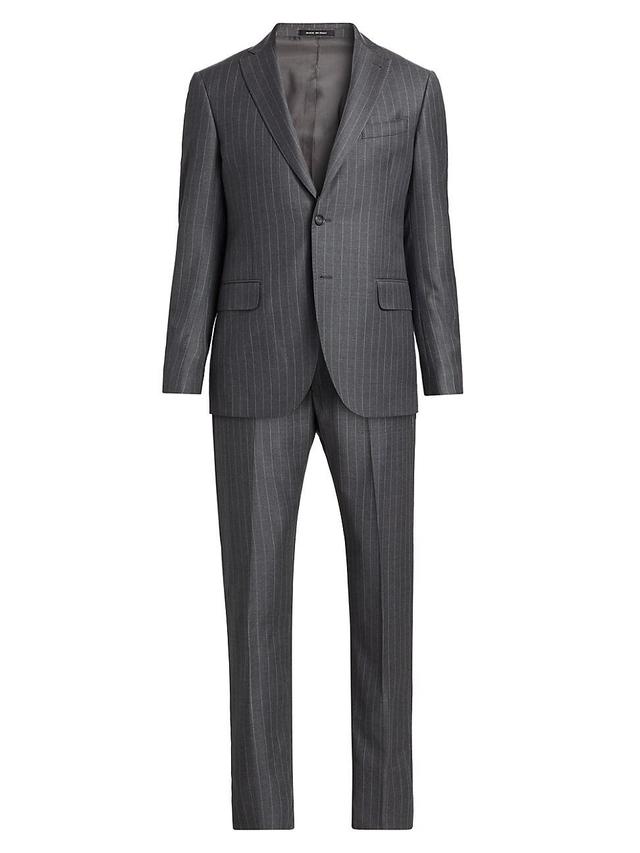 Mens Pinstripe Wool Single-Breasted Suit Product Image