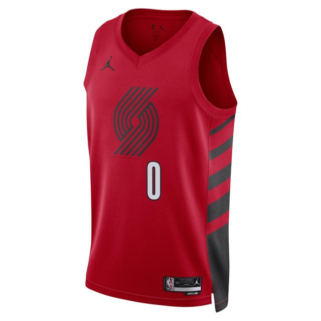 Mens Jordan Damian Lillard Red Portland Trail Blazers 2022/23 Statement Edition Swingman Jersey - Red Product Image