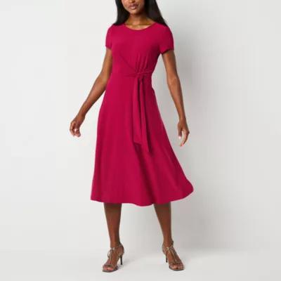 Perceptions Womens Short Sleeve Fit + Flare Dress Product Image