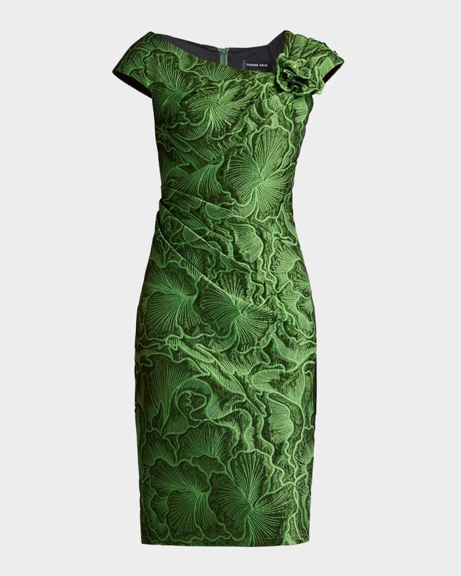 Asymmetric Floral Jacquard Dress Product Image