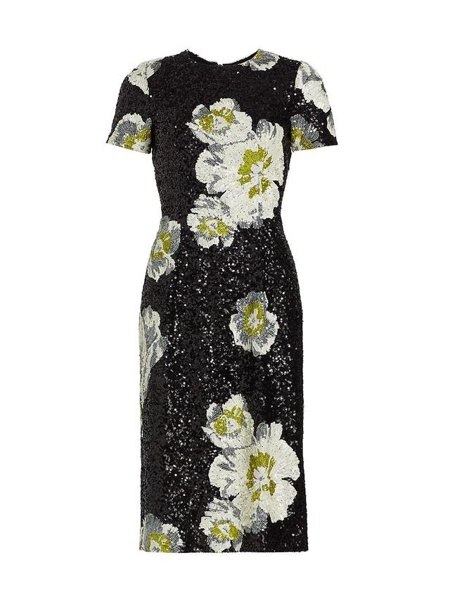 Womens Floral Sequin Sheath Dress Product Image