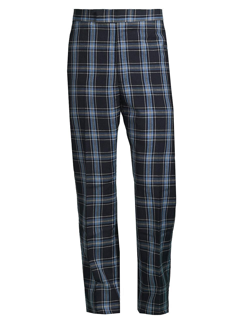 Mens Plaid Wool & Linen-Blend Backstrap Suit Pants Product Image