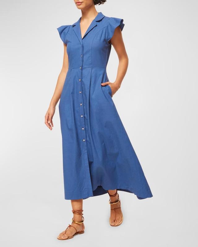 Almaz Flutter-Sleeve Midi Shirtdress Product Image