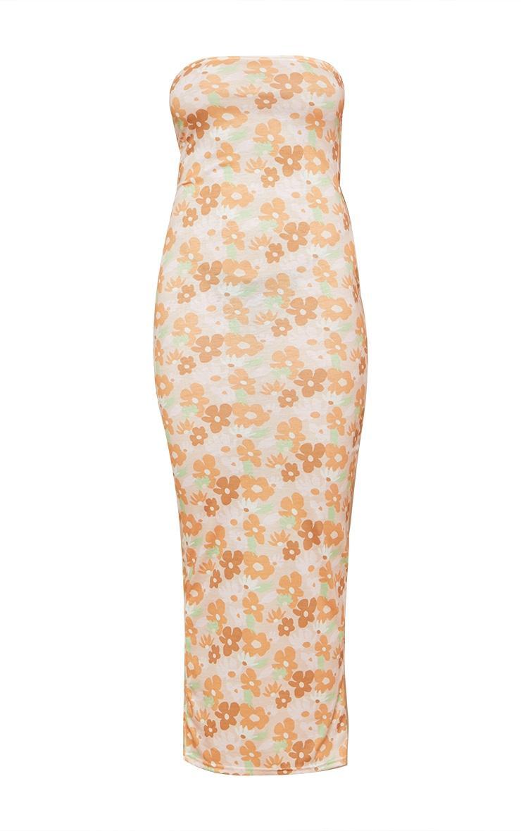 Stone Pastel Floral Print Bandeau Maxi Dress Product Image