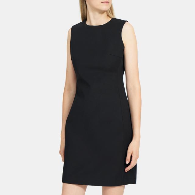 Stretch Cotton Sleeveless Fitted Dress | Theory Product Image