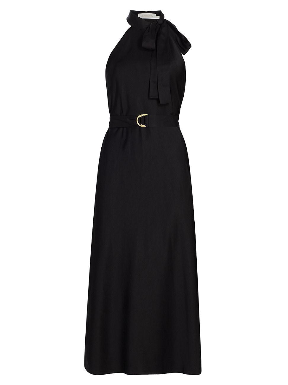 Womens Belted High-Neck Midi-Dress product image