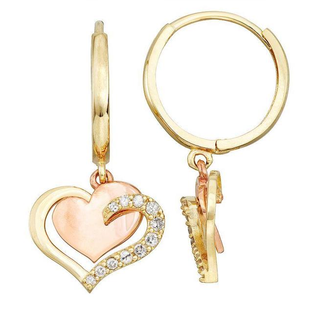 Tiara 10k Gold 1/6 Carat T.W. Diamond Heart Dangle Earrings, Womens Product Image