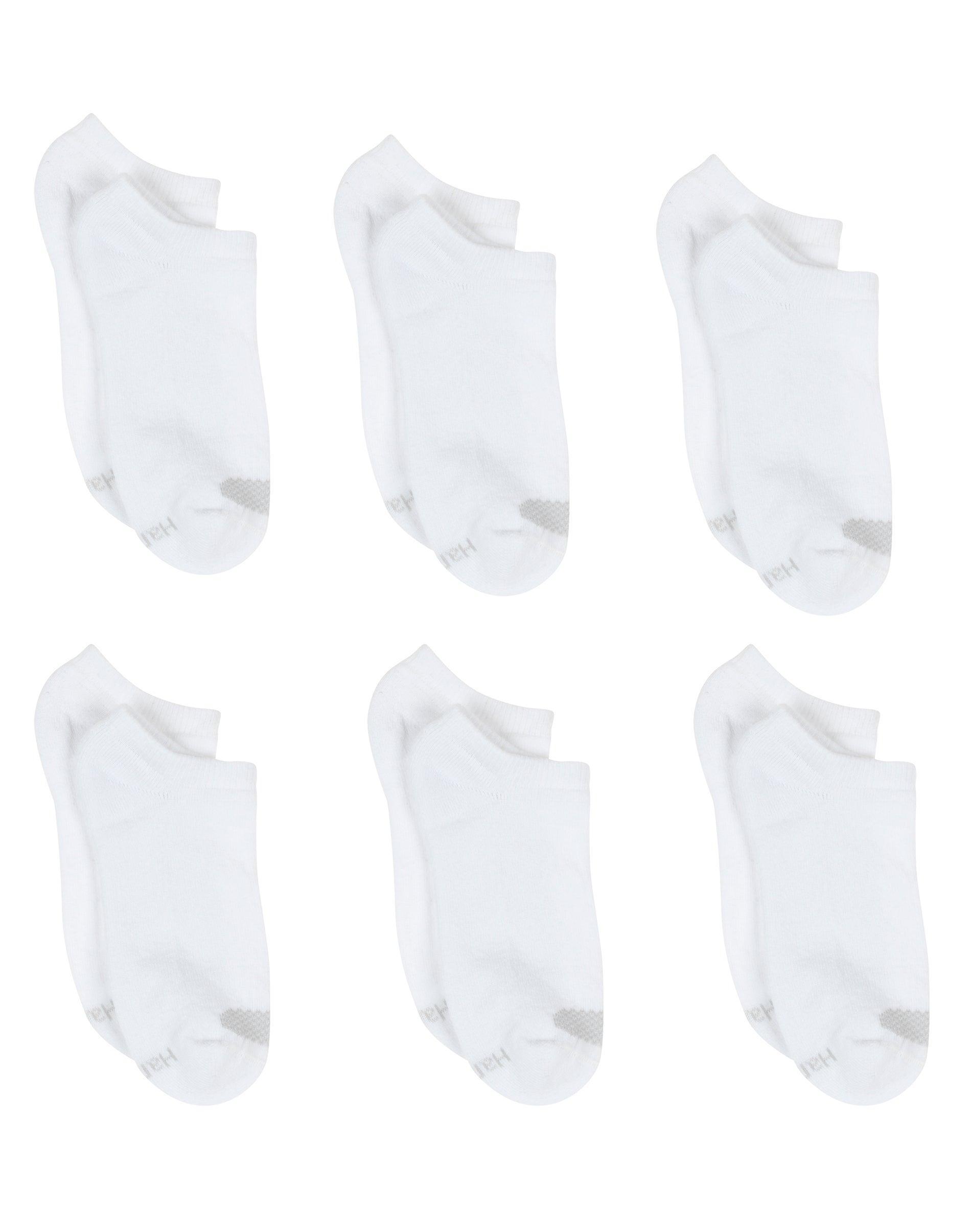 Hanes Womens Breathable No Show Socks, Extended Sizes, 6-Pairs White w/Grey Vent 8-12 Product Image