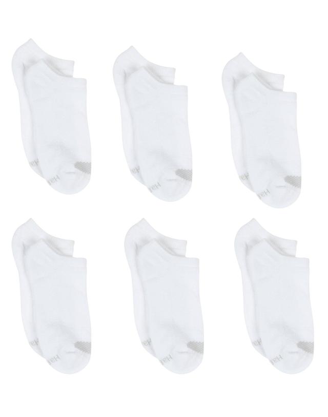 Hanes Womens Breathable No Show Socks, Extended Sizes, 6-Pairs White w/Grey Vent 8-12 Product Image