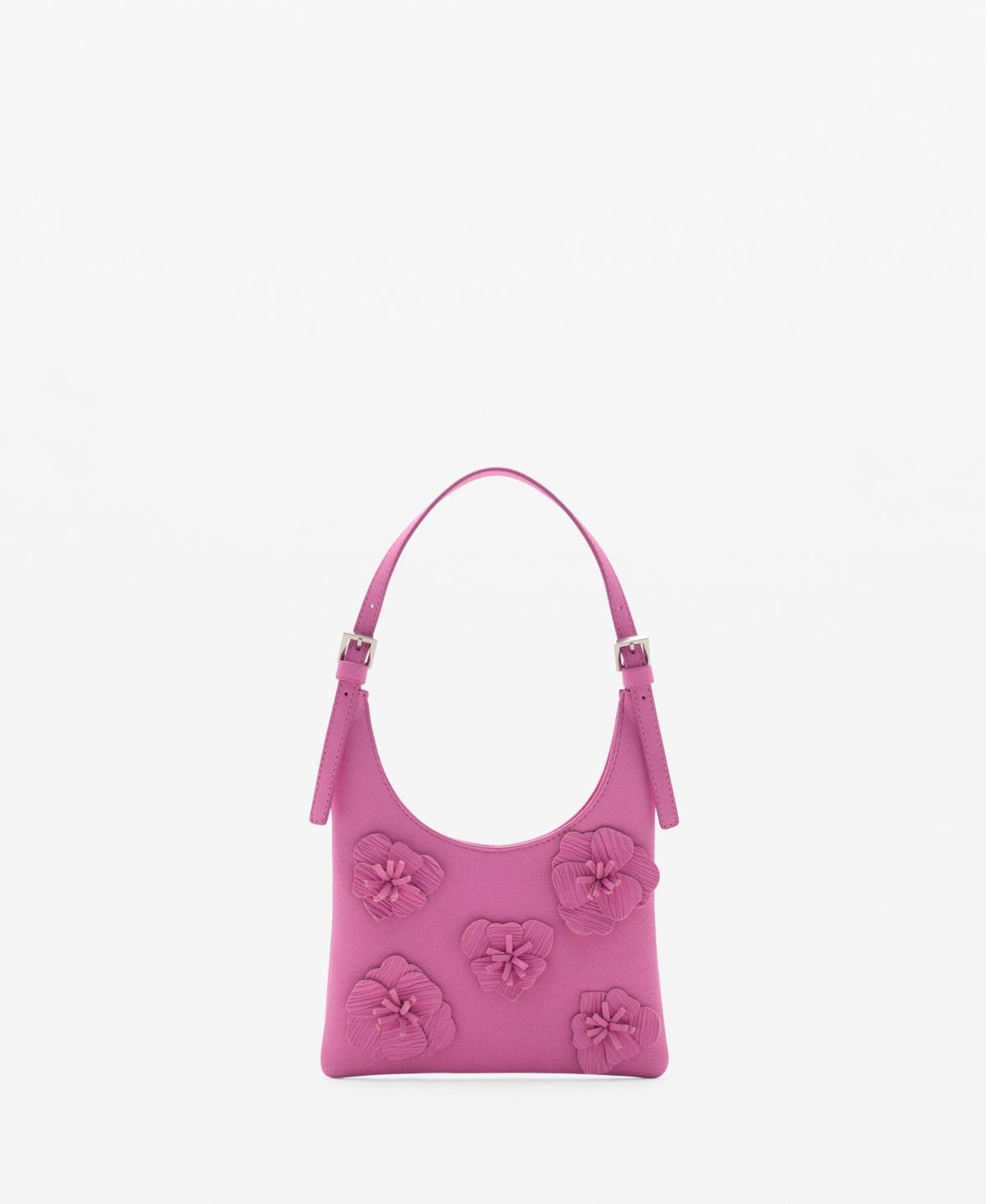 MANGO - Leather shoulder bag flowers - One size - Women Product Image