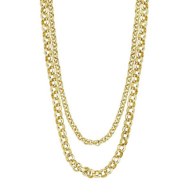 MC Collective Bold Layered Rolo Chain Necklace, Womens Gold Tone Product Image