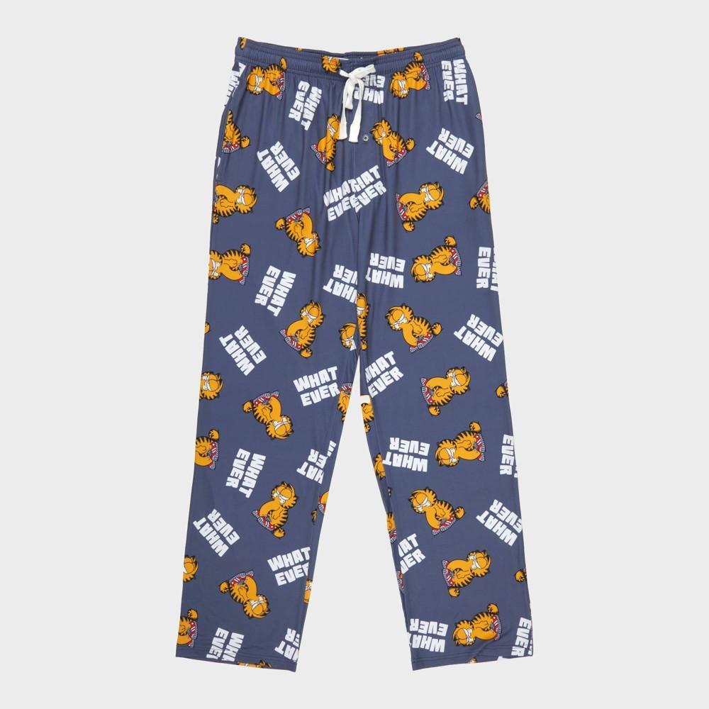 Mens Garfield Whatever Print Knit Lounge Pajama Pants - Gray Product Image