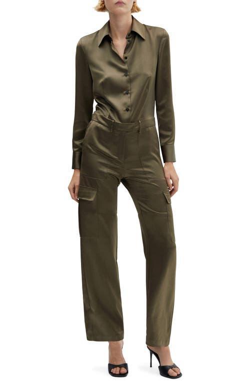 Mango Womens Satin Cargo Jumpsuit Product Image