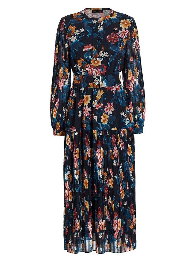 Womens Rey Belted Floral Midi-Dress Product Image