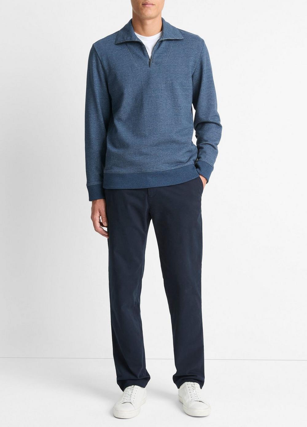 Cotton-Blend Mock Neck Quarter-Zip Pullover Product Image