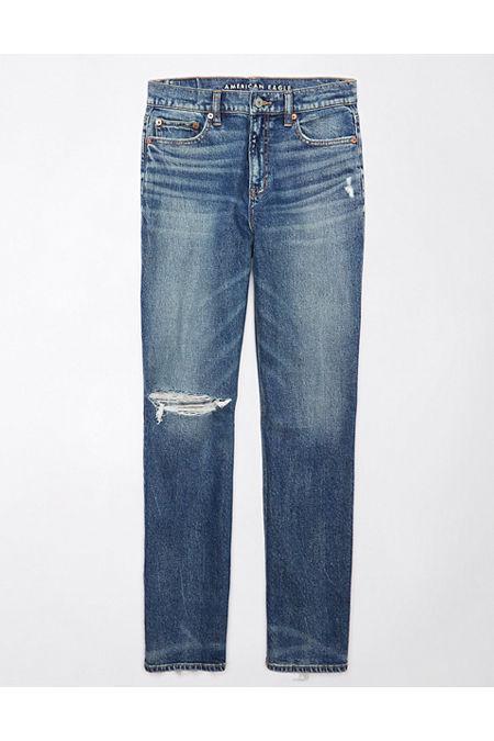 AE Stretch Super High-Waisted Ripped Straight Jean Womens Product Image