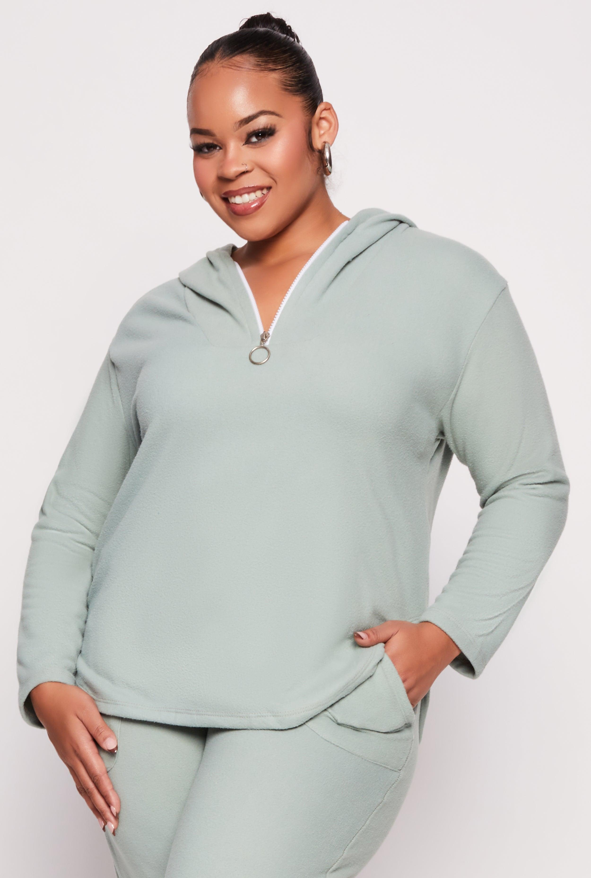 Womens Plus Size Fleece Half Zip Hoodie product image