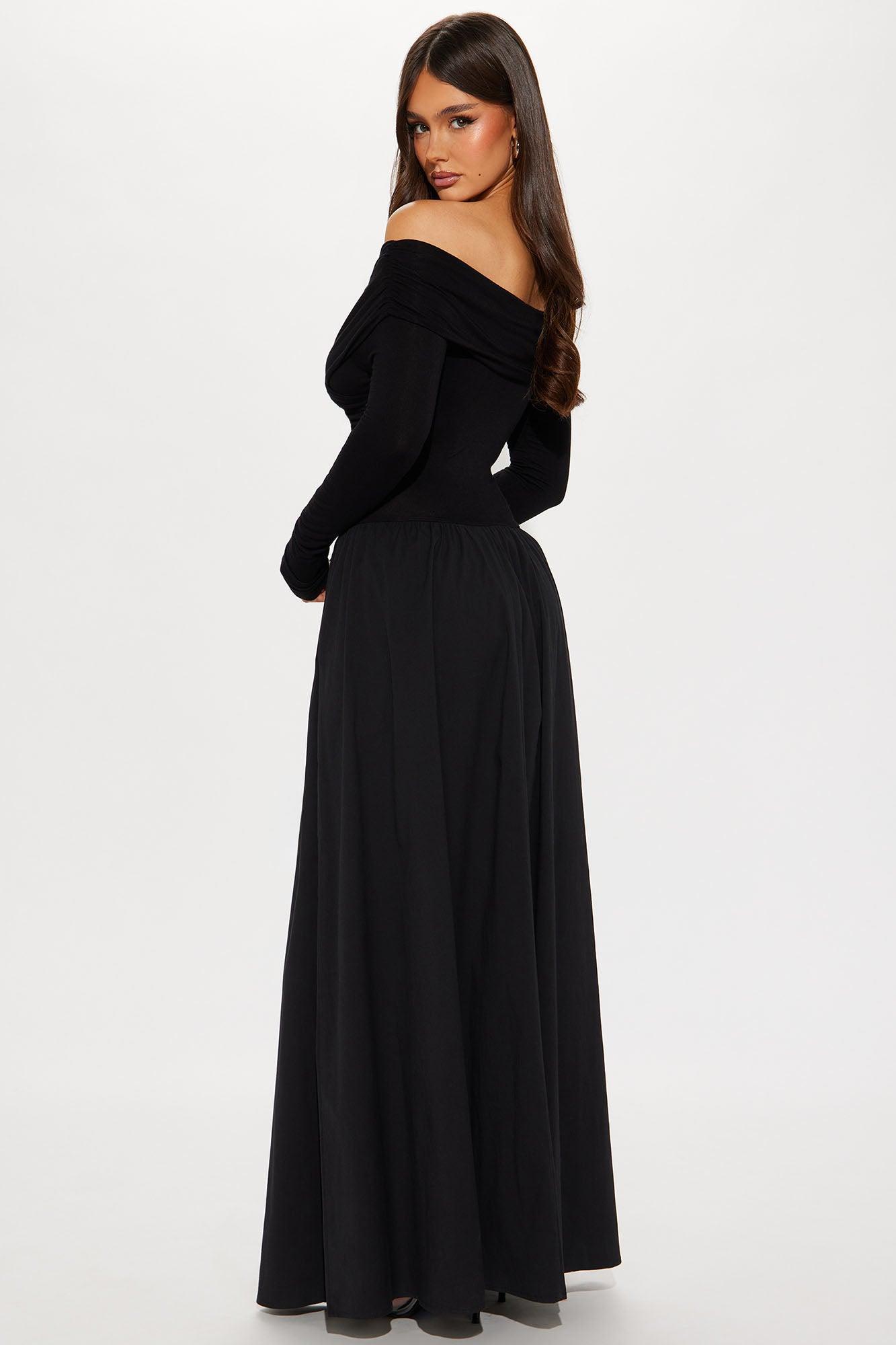 Maria Long Sleeve Maxi Dress - Black Product Image