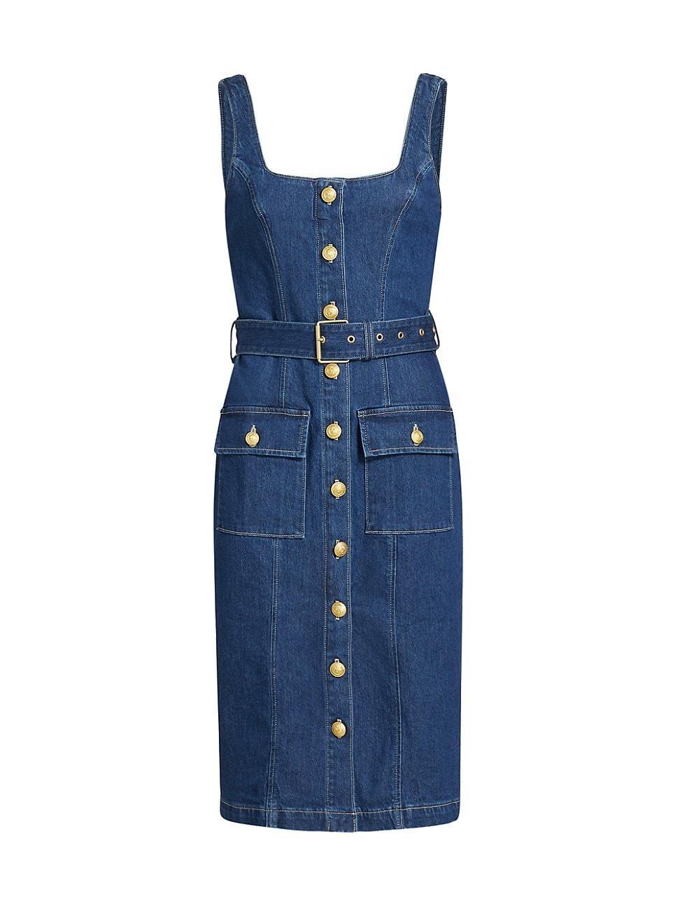 Womens Idy Denim Button-Front Midi-Dress Product Image