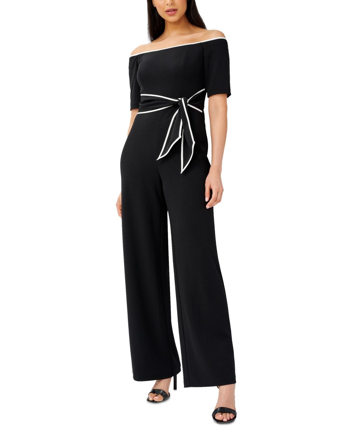 Adrianna Papell Tie Waist Knit Crepe Jumpsuit Product Image