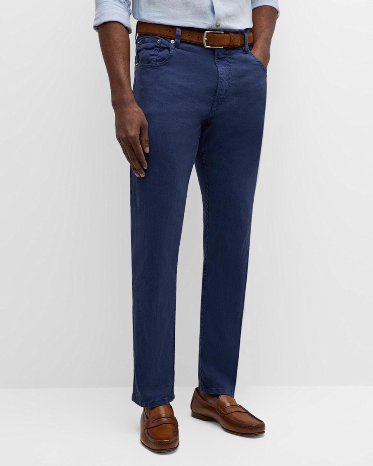 Mens Stretch Linen-Cotton Slim-Fit Jeans Product Image