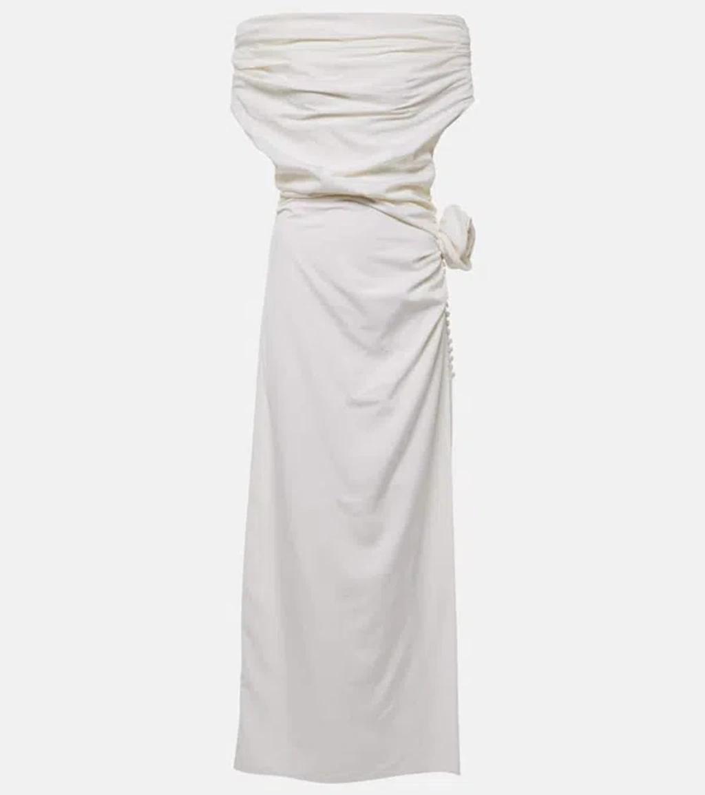 MAGDA BUTRYM Silk Wrap Midi Dress In Ivory Product Image