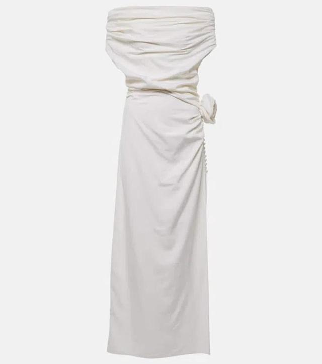 MAGDA BUTRYM Silk Wrap Midi Dress In Ivory Product Image