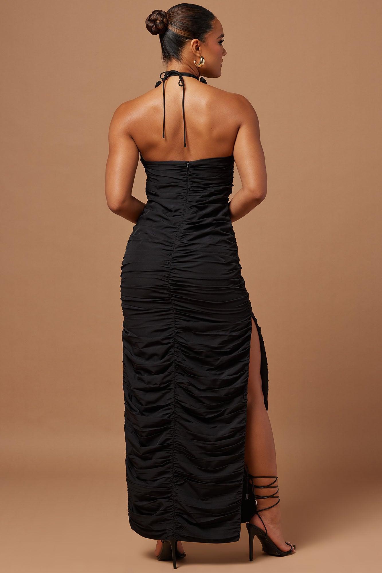 Odette Rose Ruched Maxi Dress - Black Product Image