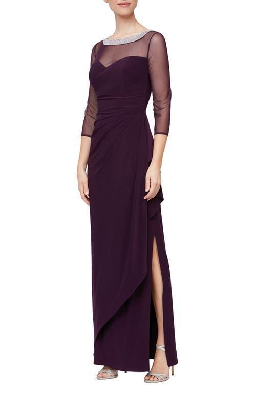 Alex Evenings Illusion Embellished Detail Jersey Gown Product Image