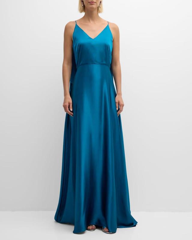 Alison Draped A-Line Silk Gown Product Image