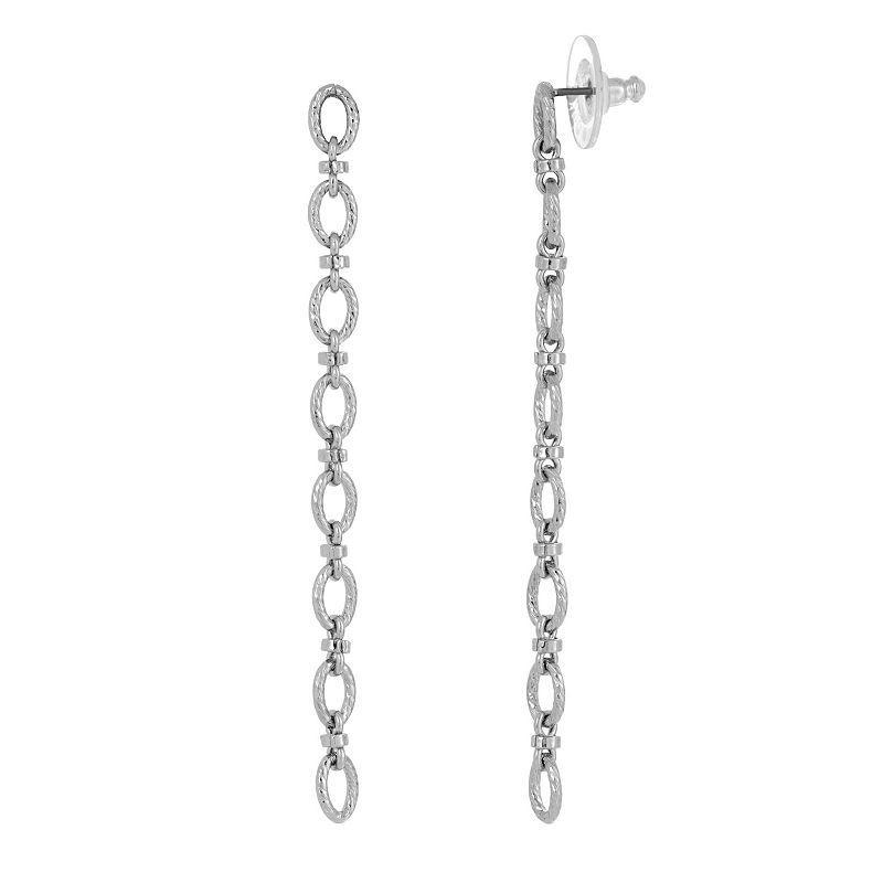 1928 Cable Chain Linear Drop Earrings, Womens, Silver Tone Product Image