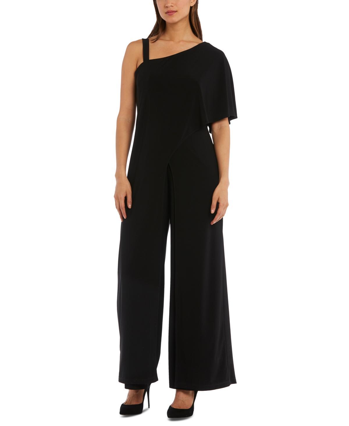 Womens R&M Richards One-Shoulder Drape Panel Jumpsuit Product Image