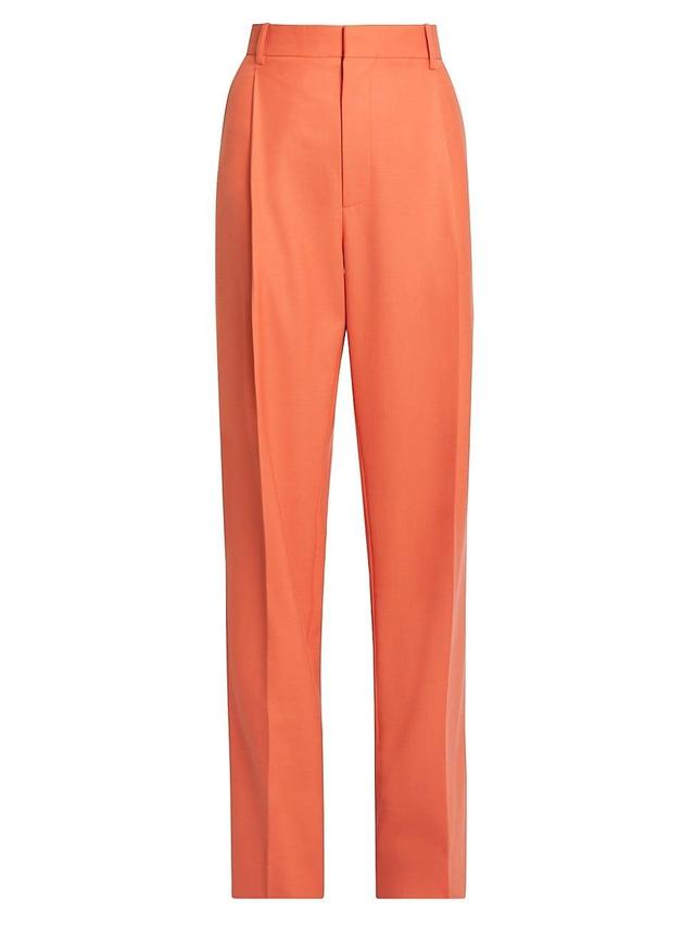 Single-Pleat Wool Wide-Leg Trousers Product Image