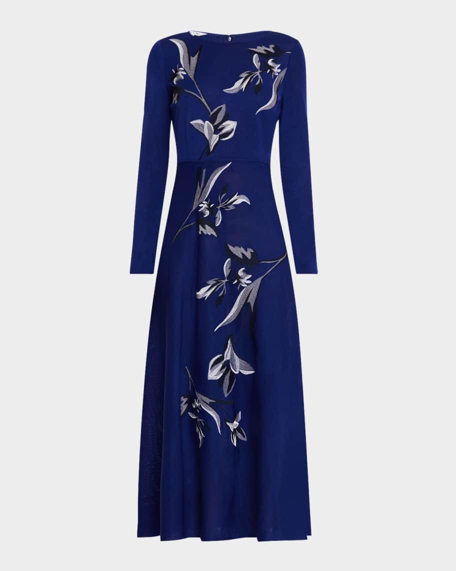 Floral-Embroidered Knit Maxi Dress Product Image