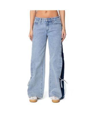 Edikted Womens Contrast Split Washed Jeans Product Image