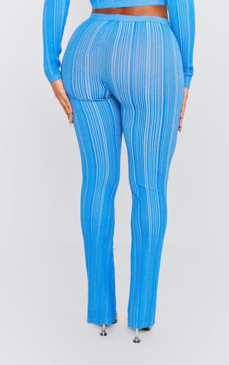 Shape Blue Contrast Knit Skinny Flare Pants Product Image