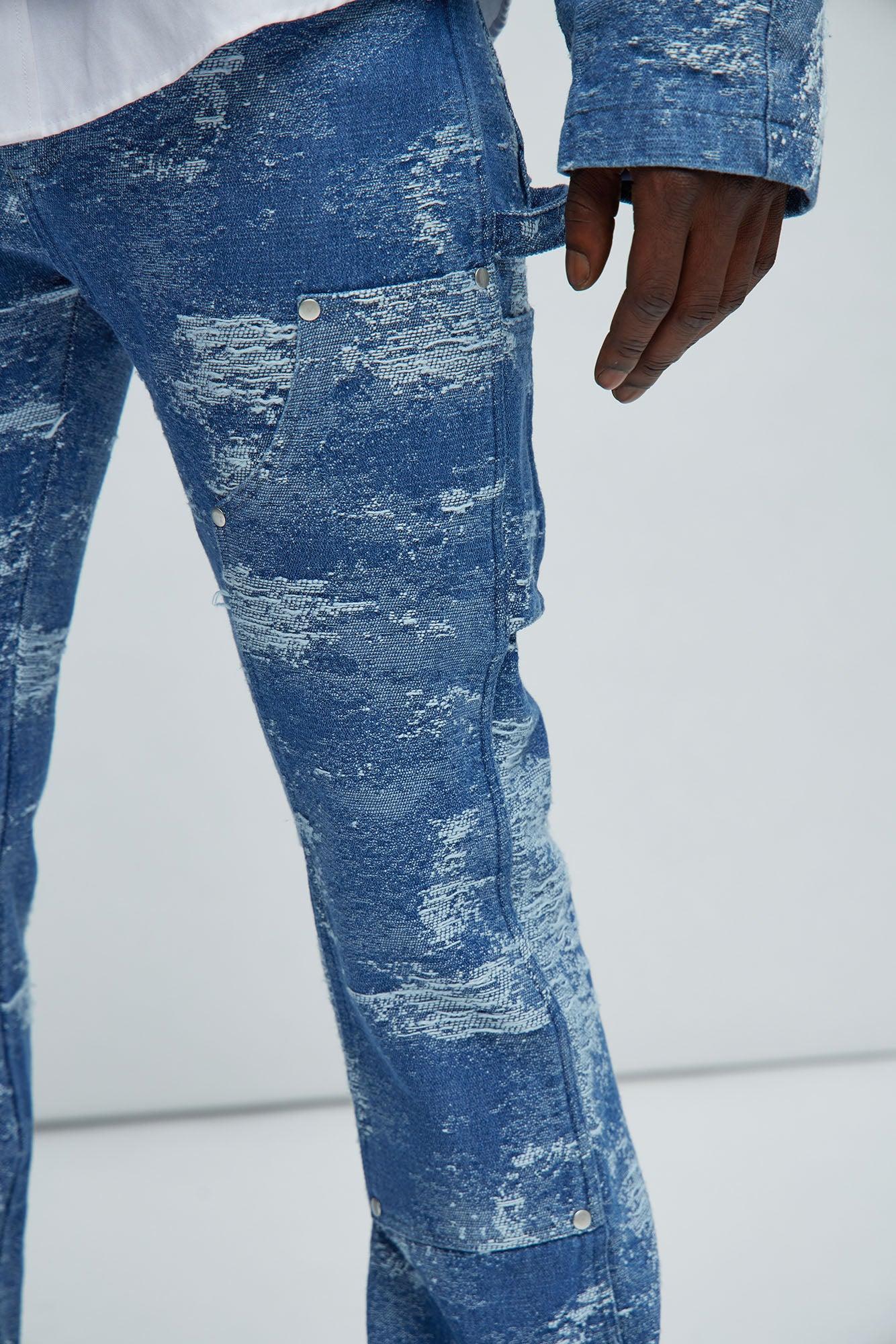 Cloud 9 Textured Slim Flare Carpenter Jeans - Light Blue Product Image