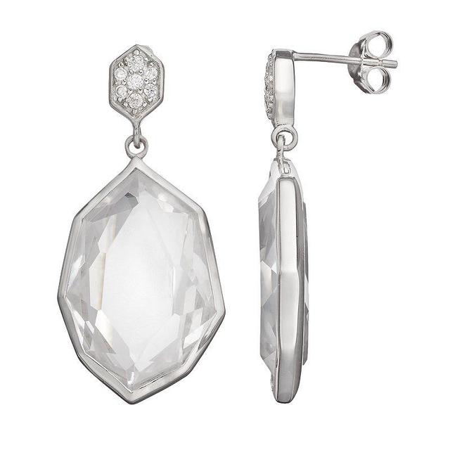 Sophie Miller Cubic Zirconia Sterling Silver Drop Earrings, Womens, White Product Image