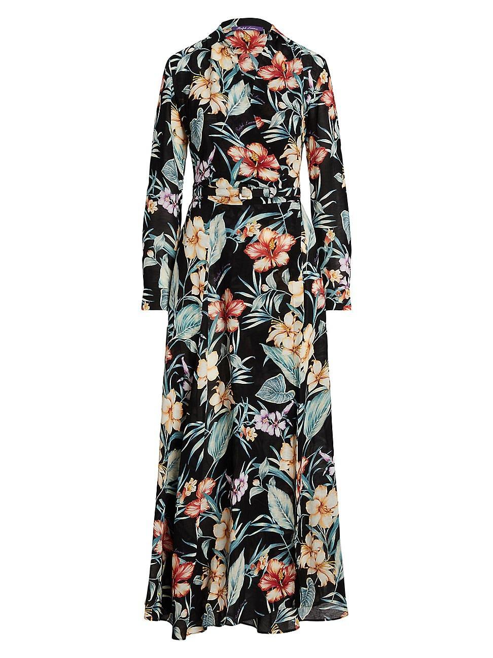 Womens Floral Wrap Linen-Blend Maxi Dress Product Image