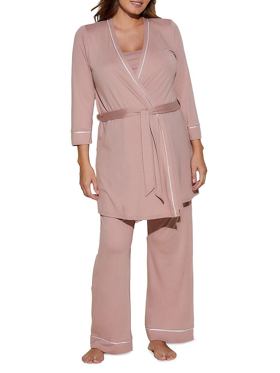 Womens 3-Piece Bella Maternity Robe, Camisole, & Pants Product Image