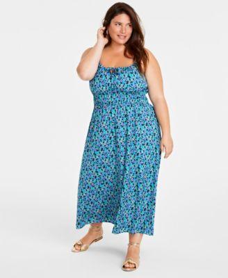 Trendy Plus Size Floral Print Midi Dress, Created for Macy's Product Image