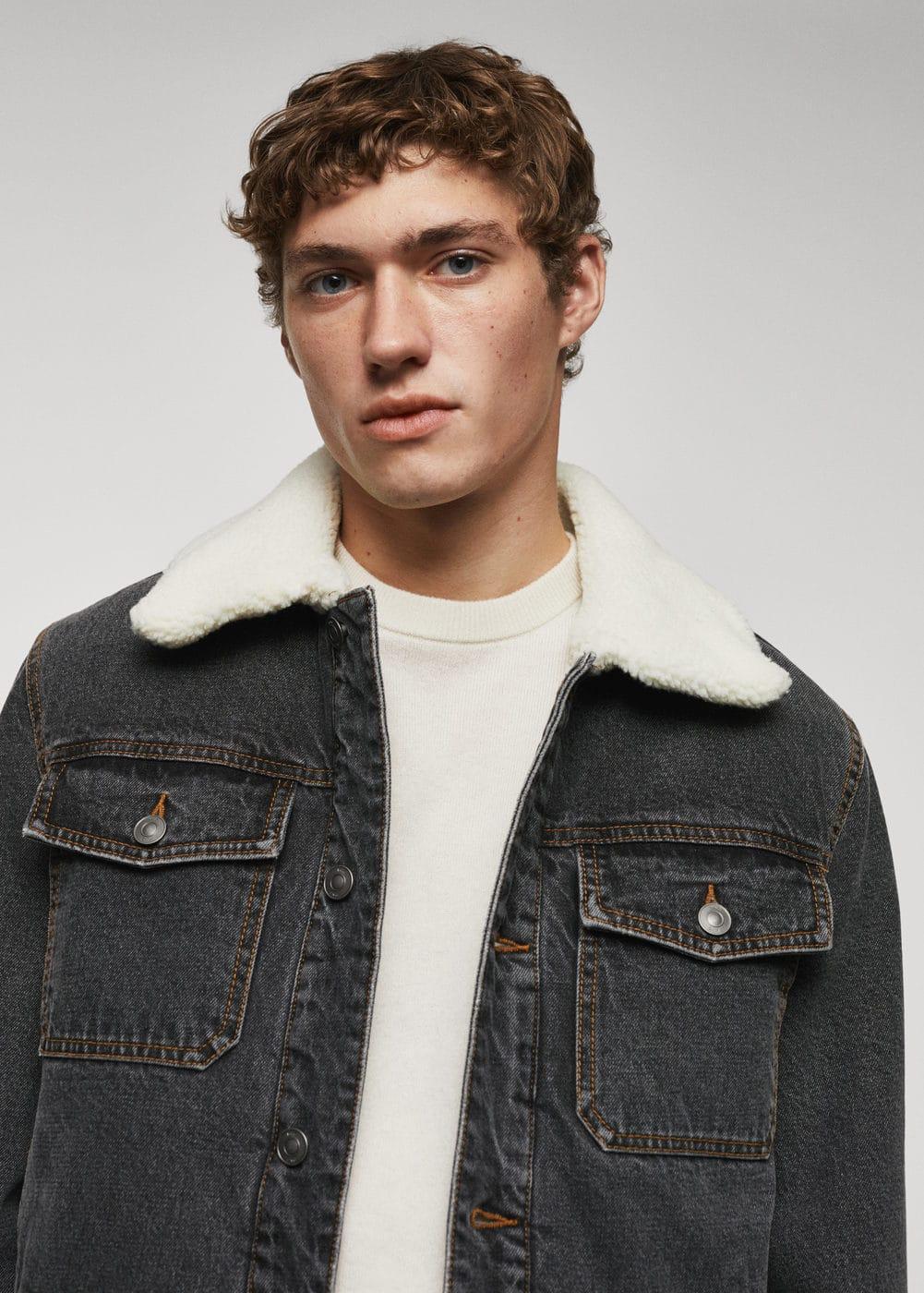 MANGO MAN - Shearling denim jacket open greyMen Product Image