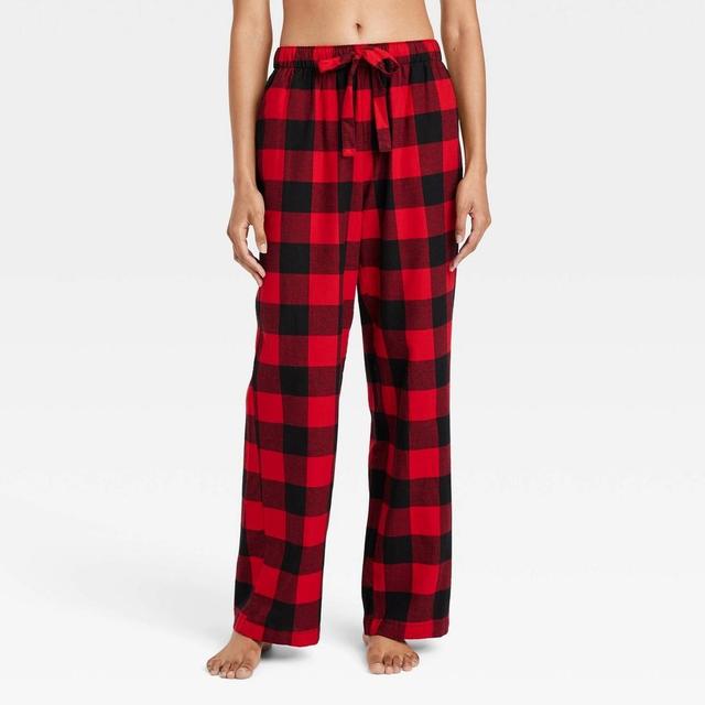 Womens Buffalo Check Flannel Pajama Pants - Auden Red Product Image