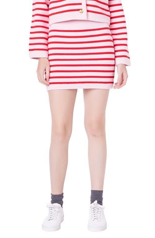 Womens Knit Striped Mini Skirt - Pink Product Image