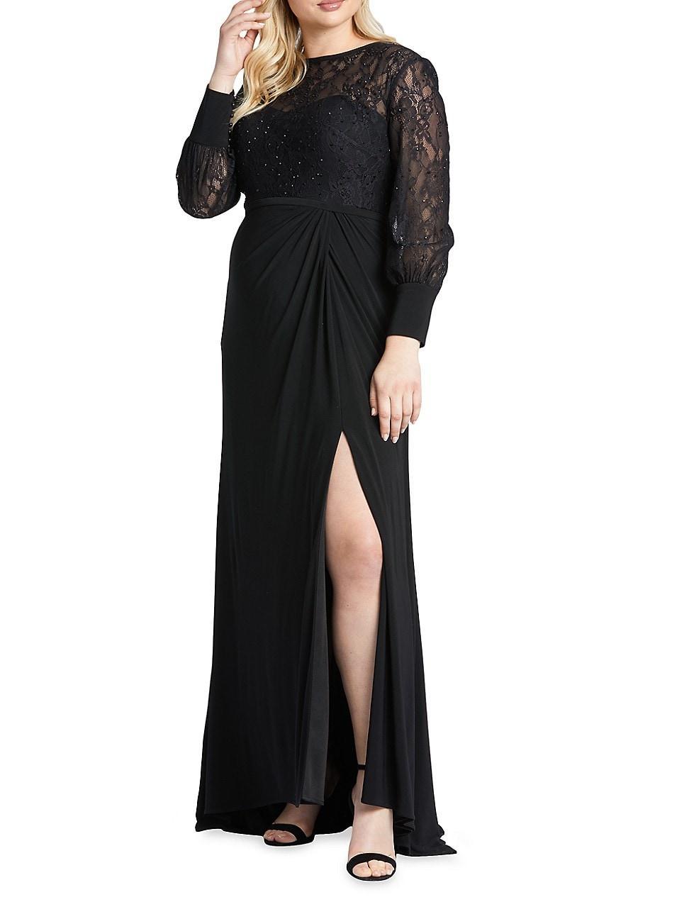 Mac Duggal Long Sleeve Lace Illusion Gown Product Image