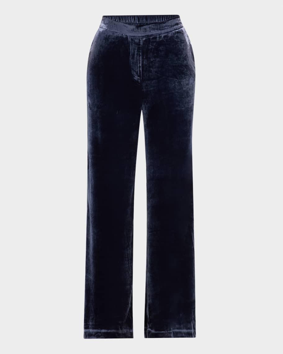 Nona Velvet Straight-Leg Pull-On Trousers Product Image