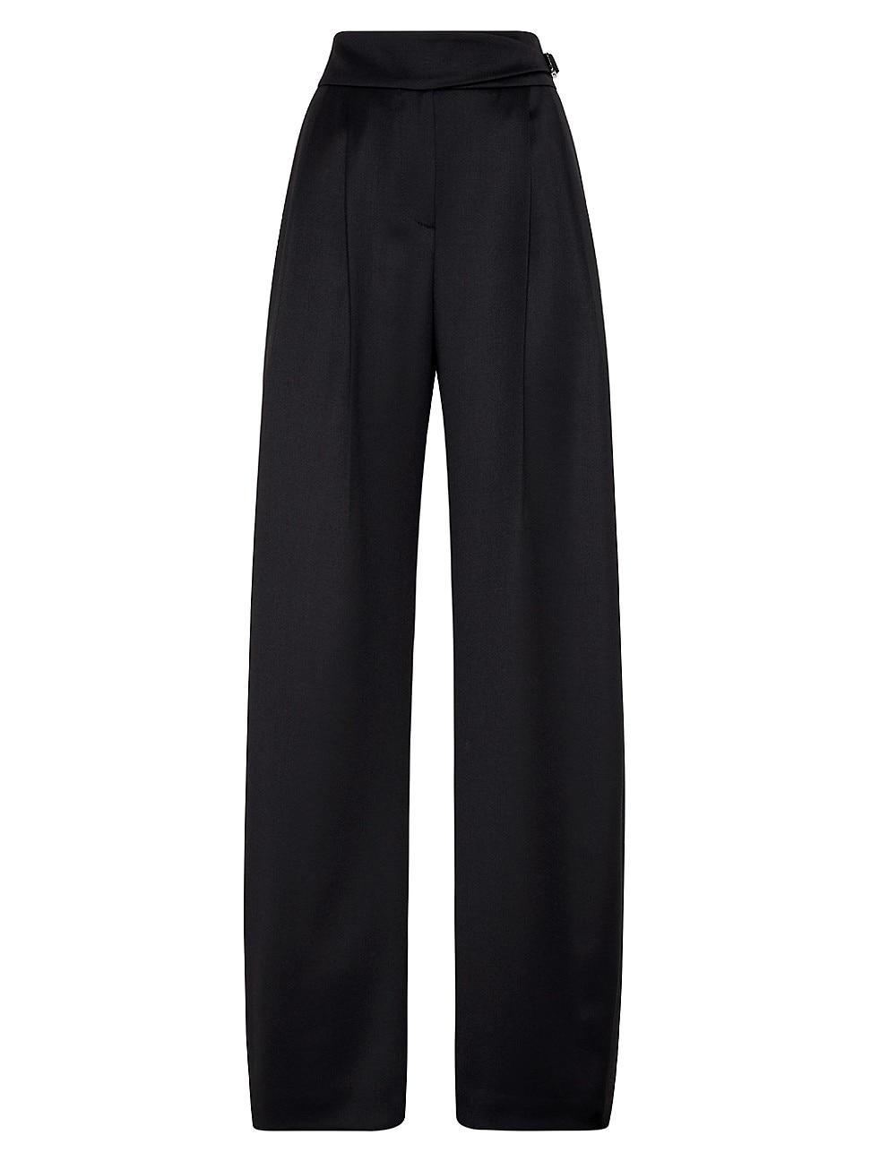 Womens Virgin Wool Satin Loose Tuxedo Trousers Product Image